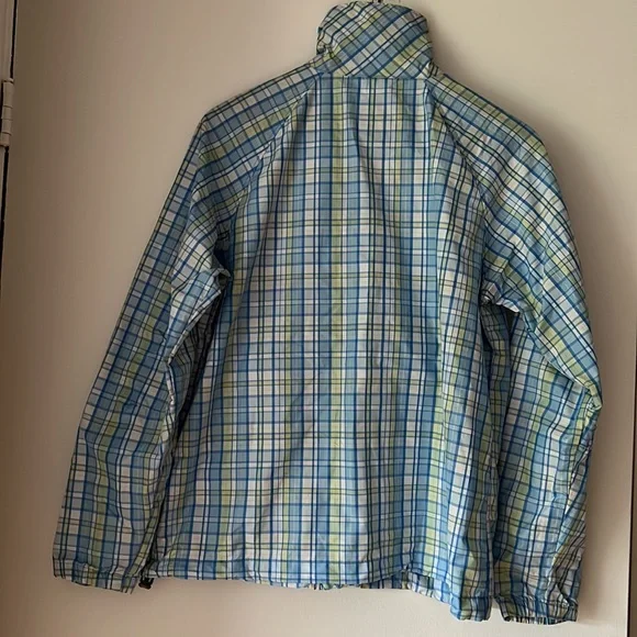 Columbia Jacket Plaid Blue Green Lightweight Windbreaker Omni Shade - Picture 3 of 9